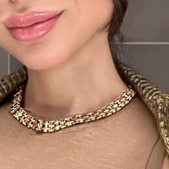 HEAVY ✨ 14K Yellow Gold Link sapphire Necklace - Picture 1 of 11